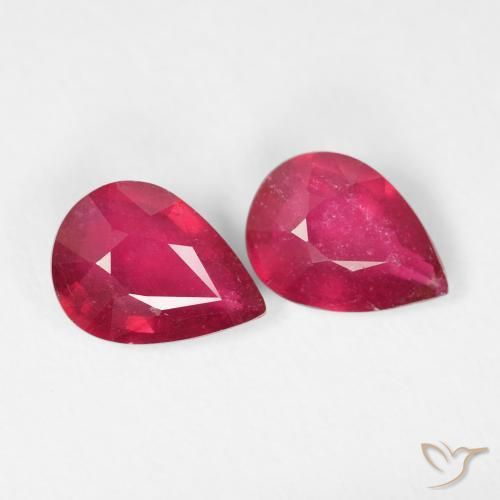 2.45 ctw Red Ruby Stones, Natural Ruby in Pear Facet Shape for Sale
