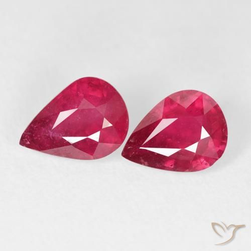 2.82ctw Natural Deep Crimson Rubies, Pear Shape, VS-SI