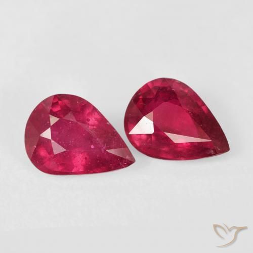 2.82 ctw Red Ruby Stones, Natural Ruby in Pear Facet Shape for Sale