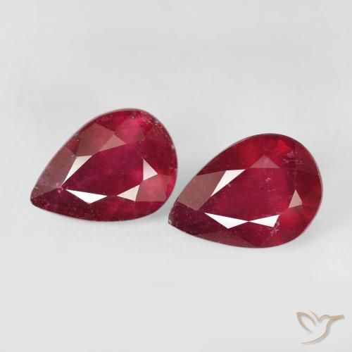3.15ctw Natural Dark Red Rubies, Pear Shape, VS-SI