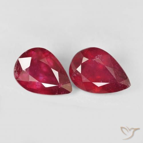 3.15 ctw Red Ruby Stones, Natural Ruby in Pear Facet Shape for Sale