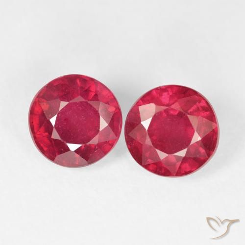 3.12ctw Natural Medium Red Rubies, Round, VS