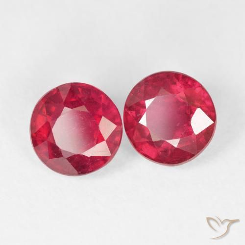 3.12 ctw Red Ruby Stones, Natural Ruby in Round Facet Shape for Sale