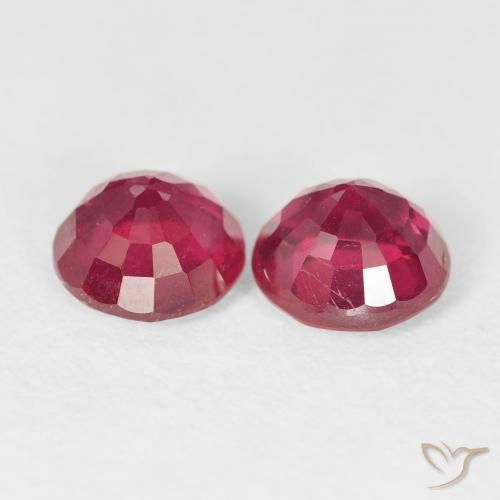 Ruby Gemstones in 6.5 mm (calibrated) Size for Sale, Ruby Stones in Light Red Color