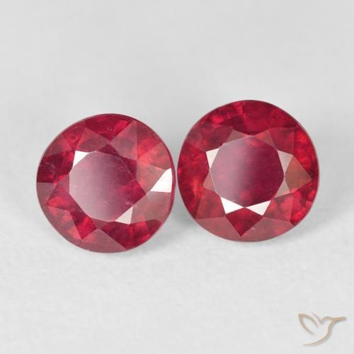 3.10 ctw Red Ruby Stones, Natural Ruby in Round Facet Shape for Sale