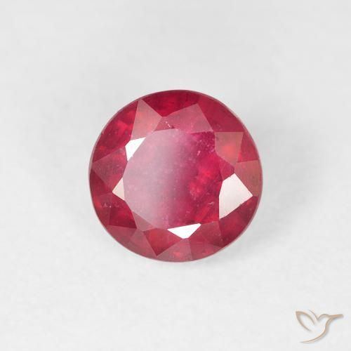 1.39 ct Red Ruby Stone, Natural Ruby in Round Facet Shape for Sale