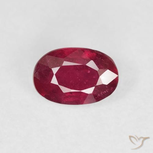 0.77 ct Red Ruby Gemstone, Ruby Gem in Oval Facet Shape for Sale.