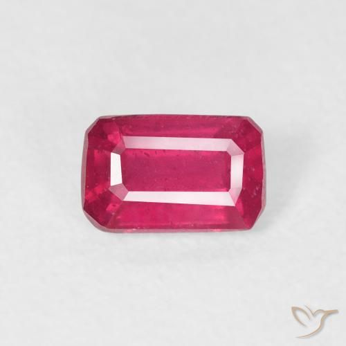 0.82ct Natural Medium Red Ruby, Emerald Cut, VS