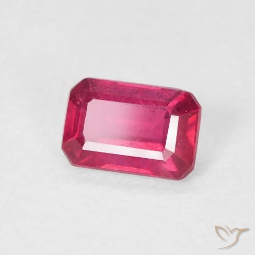 0.75 ct Red Ruby Stone, Natural Ruby in Octagon Step Cut Shape for Sale