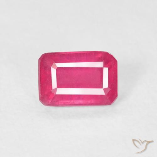 0.90ct Natural Medium Red Ruby, Emerald Cut, VS