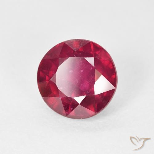 3.37 ct Red Ruby Stone, Natural Ruby in Round Facet Shape for Sale