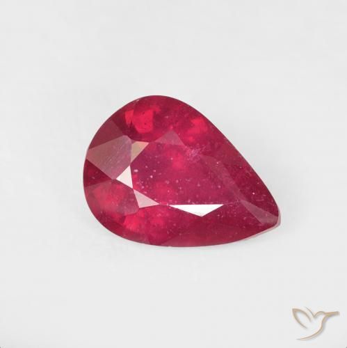 1.39 ct Red Ruby Stone, Natural Ruby in Pear Facet Shape for Sale