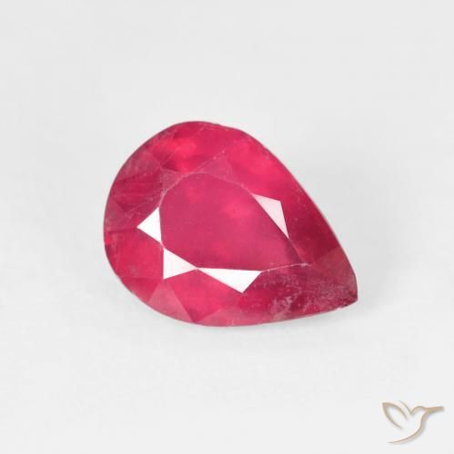 1.64 ct Red Ruby Stone, Natural Ruby in Pear Facet Shape for Sale