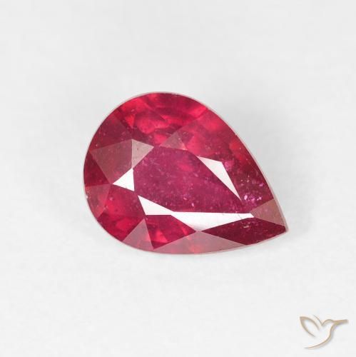 1.61 ct Red Ruby Stone, Natural Ruby in Pear Facet Shape for Sale