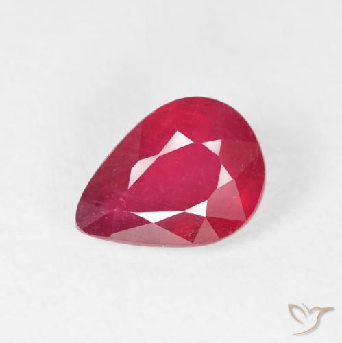 1.50ct Natural Medium Red Ruby, Pear Shape, VS-SI