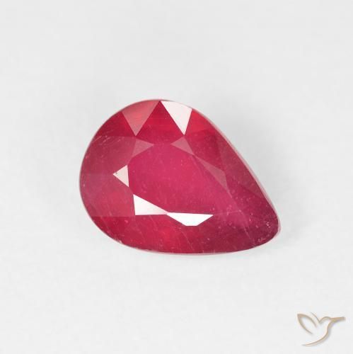 1.50 ct Red Ruby Stone, Natural Ruby in Pear Facet Shape for Sale