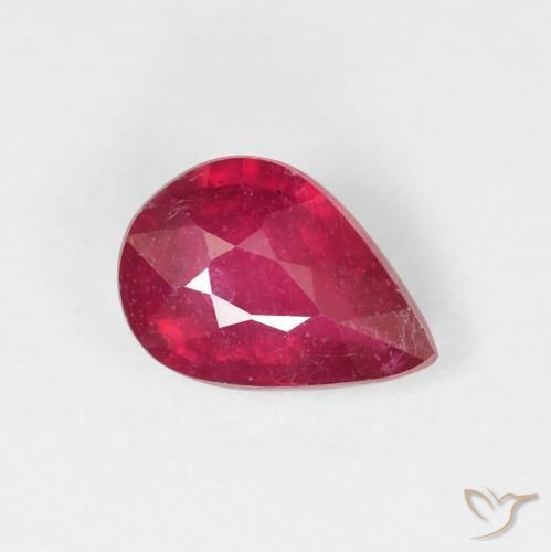 1.33 ct Red Ruby Stone, Natural Ruby in Pear Facet Shape for Sale
