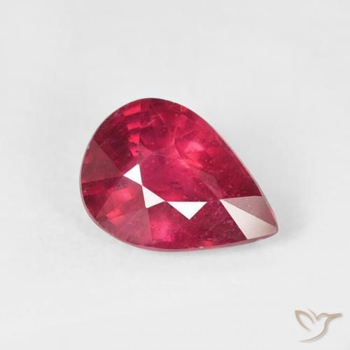 1.38 ct Red Ruby Stone, Natural Ruby in Pear Facet Shape for Sale