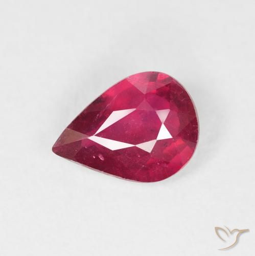 1.19ct Natural Medium Red Ruby, Pear Shape, VS-SI