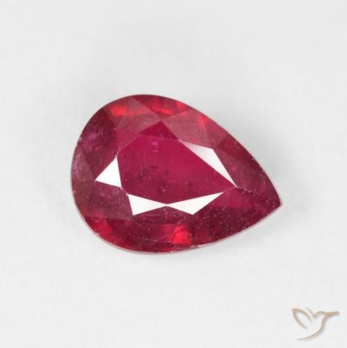 1.55 ct Red Ruby Stone, Natural Ruby in Pear Facet Shape for Sale
