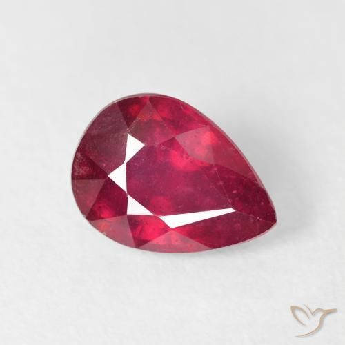1.72 ct Red Ruby Stone, Natural Ruby in Pear Facet Shape for Sale