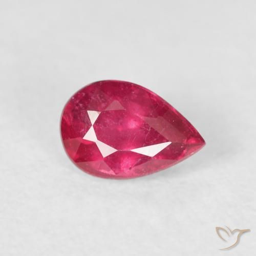 0.70 ct Red Ruby Stone, Natural Ruby in Pear Facet Shape for Sale