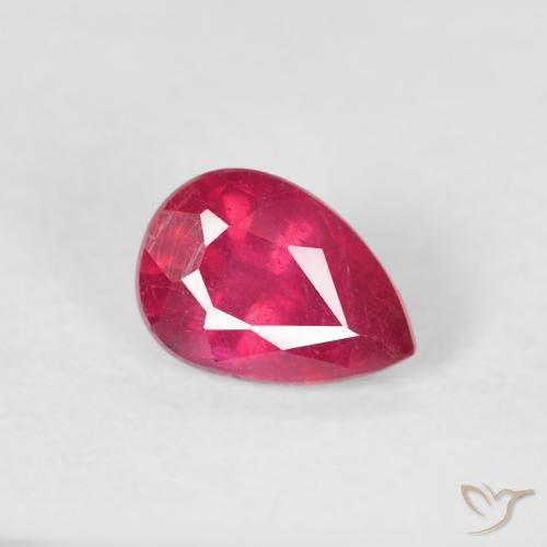 0.60 ct Red Ruby Stone, Natural Ruby in Pear Facet Shape for Sale