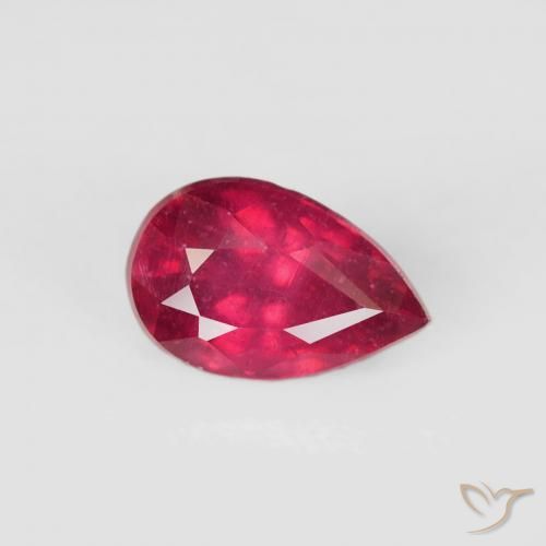 0.70 ct Red Ruby Stone, Natural Ruby in Pear Facet Shape for Sale