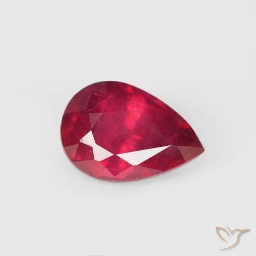 0.74 ct Red Ruby Stone, Natural Ruby in Pear Facet Shape for Sale