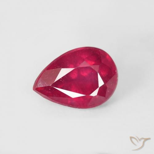 0.66ct Natural Medium Red Ruby, Pear Shape, VS-SI
