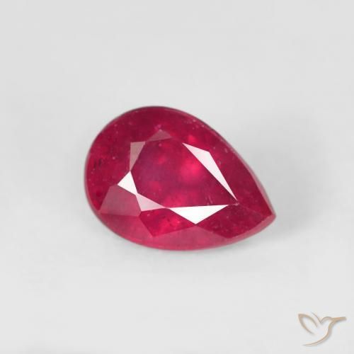 0.66 ct Red Ruby Stone, Natural Ruby in Pear Facet Shape for Sale