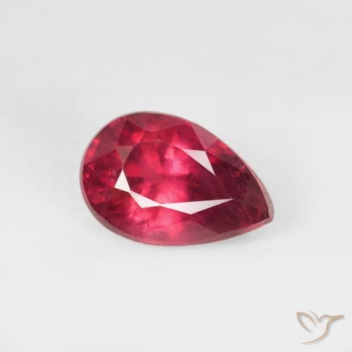0.72 ct Red Ruby Stone, Natural Ruby in Pear Facet Shape for Sale