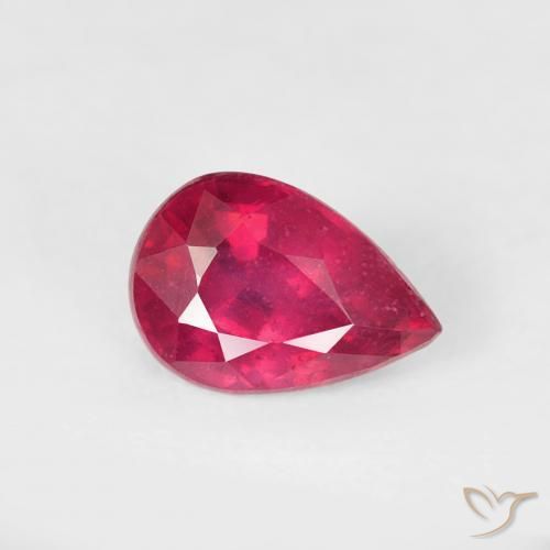 0.73 ct Red Ruby Stone, Natural Ruby in Pear Facet Shape for Sale