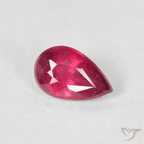 0.56 ct Red Ruby Stone, Natural Ruby in Pear Facet Shape for Sale