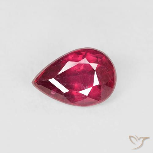 0.65ct Natural Dark Red Ruby, Pear Shape, VS-SI