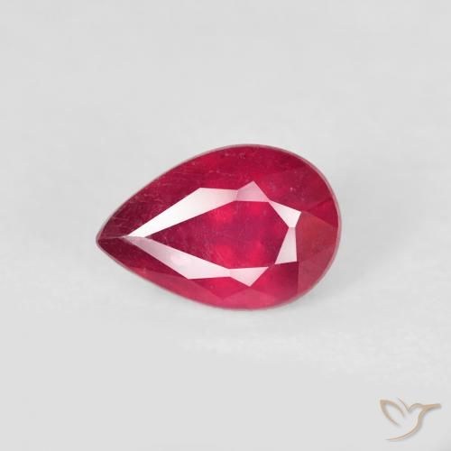 0.63ct Natural Jam Red Ruby, Pear Shape, VS-SI
