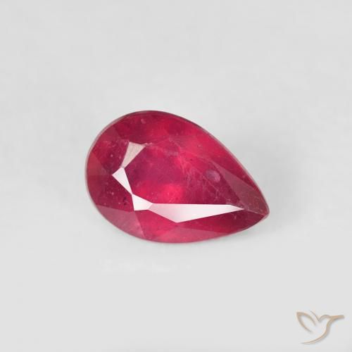 0.63 ct Red Ruby Stone, Natural Ruby in Pear Facet Shape for Sale