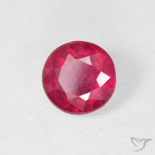 0.85 ct Red Ruby Stone, Natural Ruby in Round Facet Shape for Sale