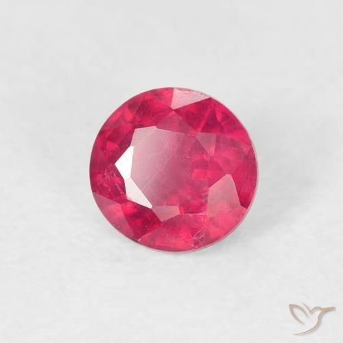 0.91 ct Red Ruby Stone, Natural Ruby in Round Facet Shape for Sale