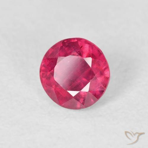 0.74 ct Red Ruby Stone, Natural Ruby in Round Facet Shape for Sale