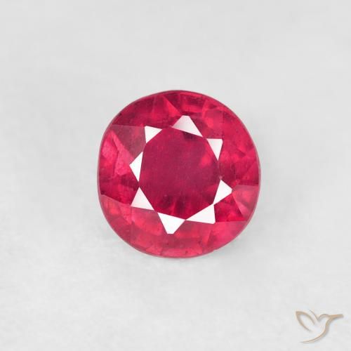 0.90ct Natural Medium Red Ruby, Round, VS