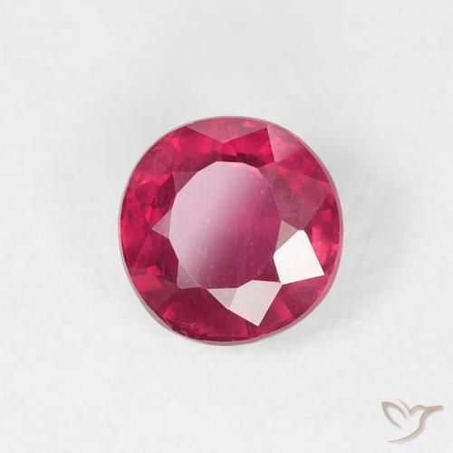 0.89 ct Red Ruby Stone, Natural Ruby in Round Facet Shape for Sale