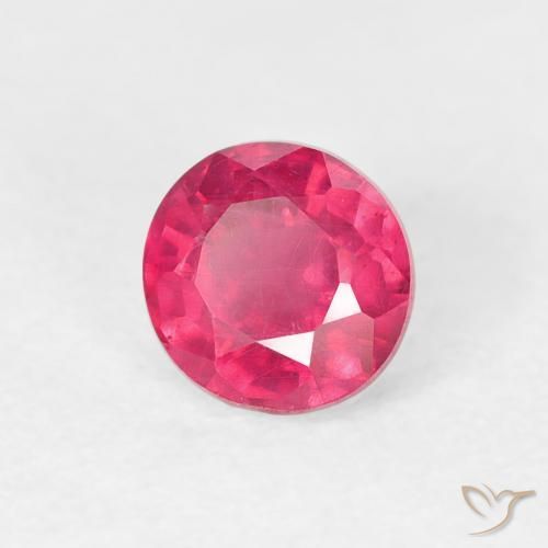 0.89 ct Red Ruby Stone, Natural Ruby in Round Facet Shape for Sale