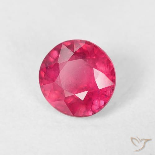 0.79 ct Red Ruby Stone, Natural Ruby in Round Facet Shape for Sale