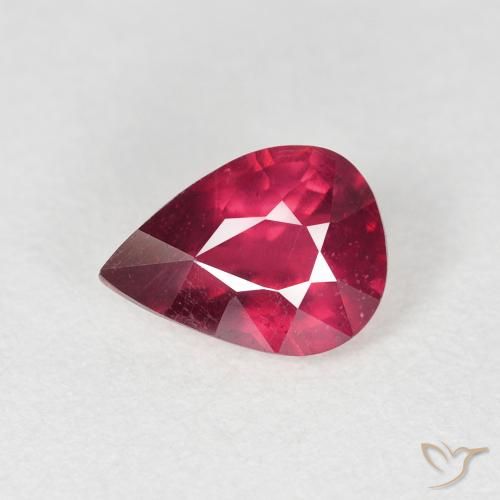 1.50ct Natural Medium Red Ruby, Pear Shape, VS-SI