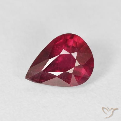 1.44ct Natural Deep Red Ruby, Pear Shape, VS-SI