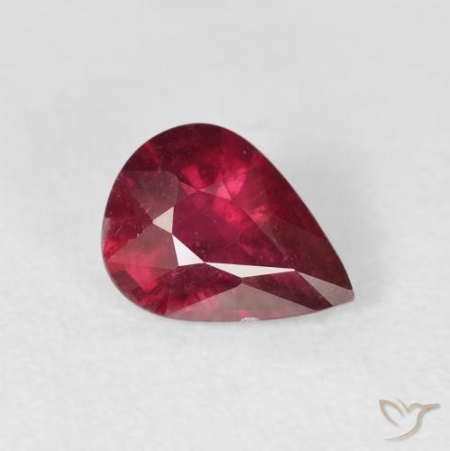 1.44 ct Red Ruby Stone, Natural Ruby in Pear Facet Shape for Sale