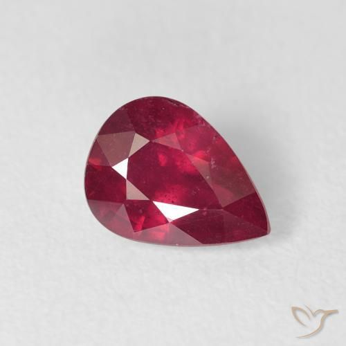 1.59 ct Red Ruby Stone, Natural Ruby in Pear Facet Shape for Sale