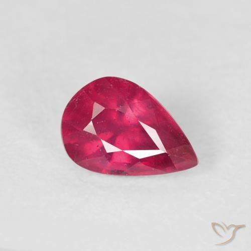 0.86 ct Red Ruby Stone, Natural Ruby in Pear Facet Shape for Sale