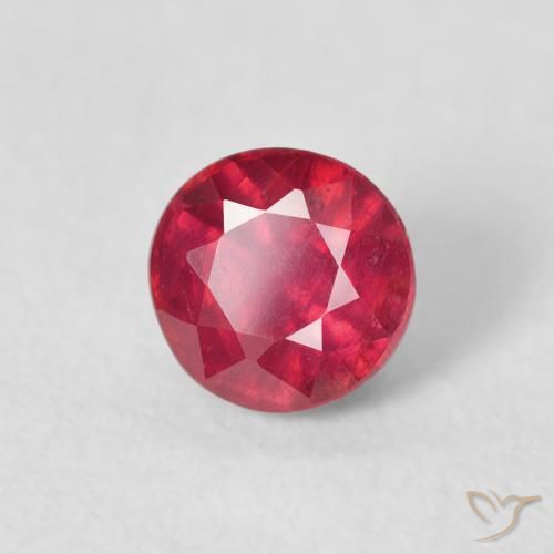 0.96 ct Red Ruby Stone, Natural Ruby in Round Facet Shape for Sale